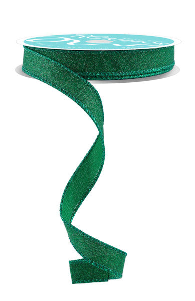 5/8"X10YD FINE GLITTER ON FAUX ROYAL EMERALD GREEN - Burlap and Bling Decor