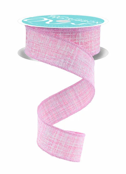 1.5"X10YD KNIT LOOK TEXTURE PINK/WHITE WIRED RIBBON - Burlap and Bling Decor