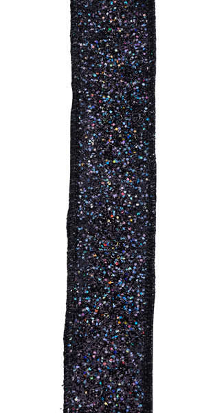 7/8"X10YD LASER GLITTER BLACK - Burlap and Bling Decor