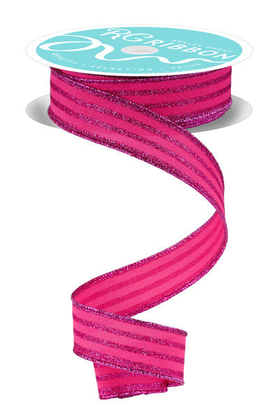 7/8"X10YD GLITTER VERTICAL STRIPE HOT PINK - Burlap and Bling Decor