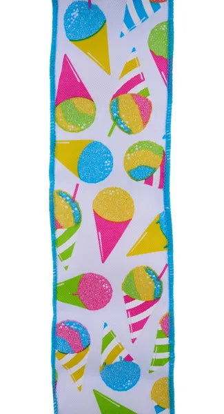 2.5"X10YD SNOW CONES WHT/PNK/TURQ/LIME - Burlap and Bling Decor