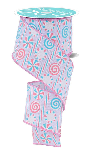 2.5"X10YD PEPPERMINT STRIPES WHITE/PINK/LT BLUE
