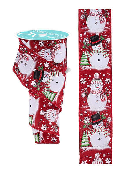 2.5"X10YD WINTER SNOWMEN RED/WHITE/GREEN