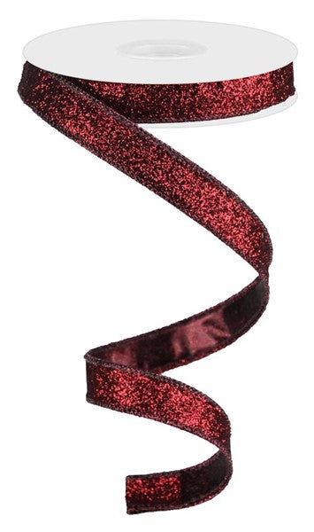5/8"X10YD GLITTER ON METALLIC Color: CRANBERRY - Burlap and Bling Decor