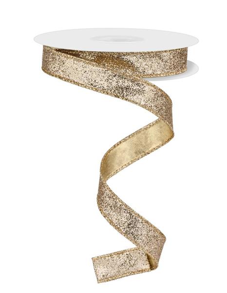 5/8"X10YD GLITTER ON METALLIC Color: CHAMPAGNE - Burlap and Bling Decor