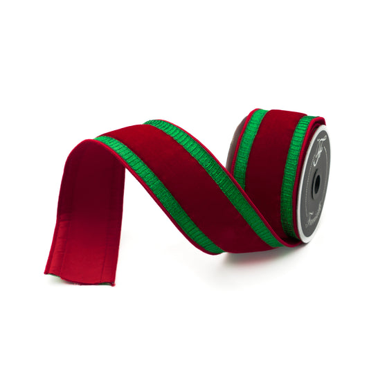 2.5"X10YD PLEATED BORDERS RED GREEN