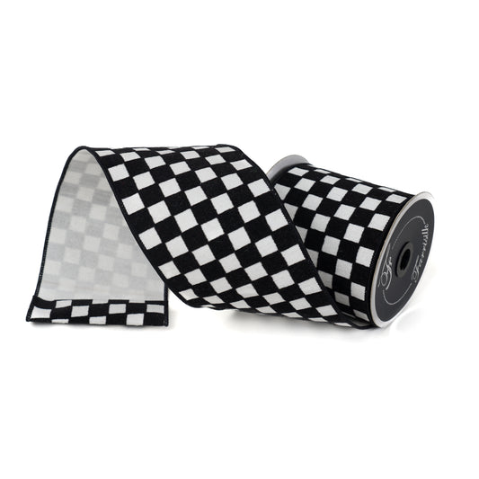 4"X10YD RETRO CHECKS BLACK AND WHITE