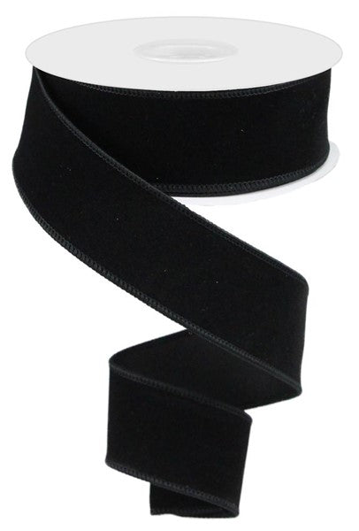 1.5"X10YD INDOOR VELVET RIBBON BLACK - Burlap and Bling Decor