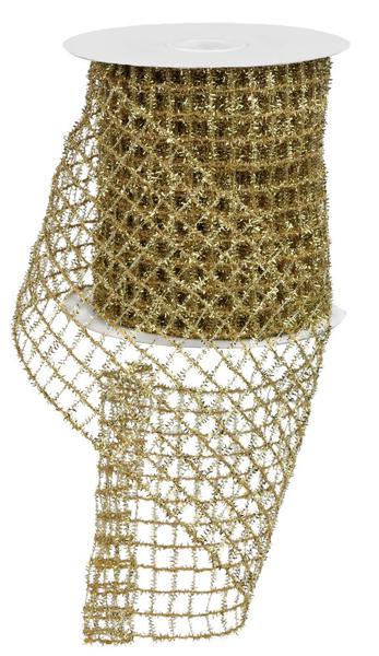 4.25"X10YD TINSEL MESH GOLD - Burlap and Bling Decor