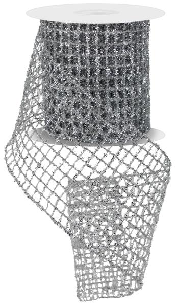 4.25"X10YD TINSEL MESH SILVER - Burlap and Bling Decor