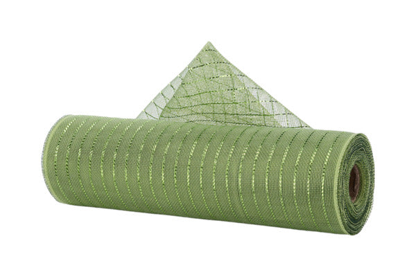 10.25"X10YD FINE WEAVE METALLIC MESH MOSS/APPLE W/LIME FOIL