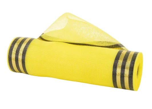 10.25"X10YD FINE WEAVE BORDER STRP MESH YELLOW/BLACK - Burlap and Bling Decor