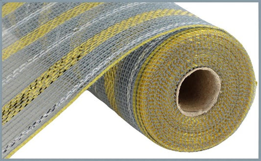 10.25"X10YD POLY/FAUX JUTE/METALLIC MESH GREY/SILVER/GOLD - Burlap and Bling Decor