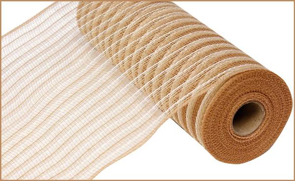 10.25"X10YD POLY/FAUX JUTE MESH NATURAL/CREAM