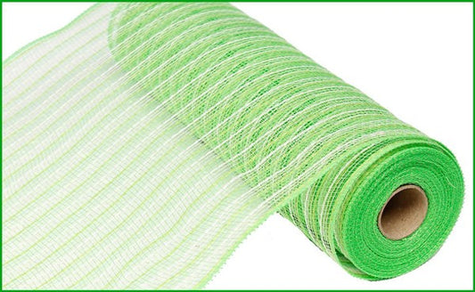 10.25"X10YD POLY/FAUX JUTE MESH FRESH GREEN/CREAM