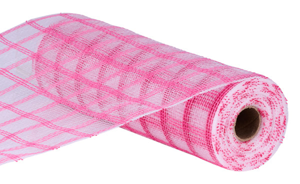 10.25"X10YD FAUX JUTE CHECK MESH DARK PINK - Burlap and Bling Decor