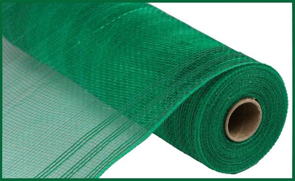10.25"X10YD FAUX JUTE/PP/BORDER STRIPE-Emerald Green - Burlap and Bling Decor