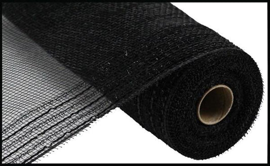 10.25"X10YD TINSEL/FOIL WIDE BORDER MESH BLACK - Burlap and Bling Decor