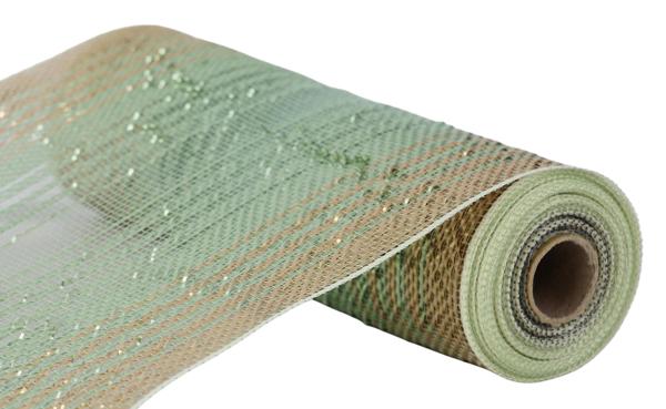 10.25"X10YD MATTE WIDE FOIL OMBRE MESH SAGE/CHAMPAGNE