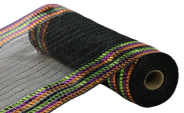 10.25"X10YD METALLIC FOIL BORDER MESH BLACK,ORANGE,PURPLE,LIME
