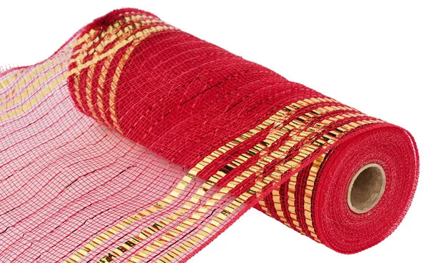 10.25"X10YD MATTE,METALLIC BORDER MESH RED,GOLD