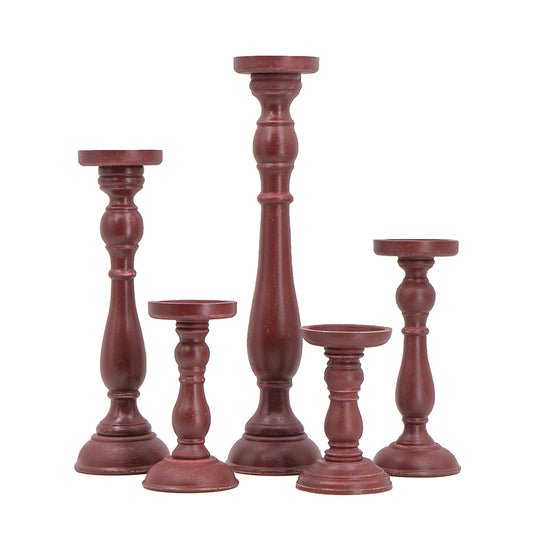 Candle Holders Set of 5 Red - Burlap and Bling Decor