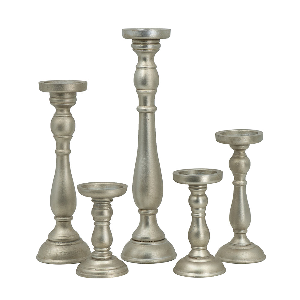 Candle Holders Set of 5 Silver
