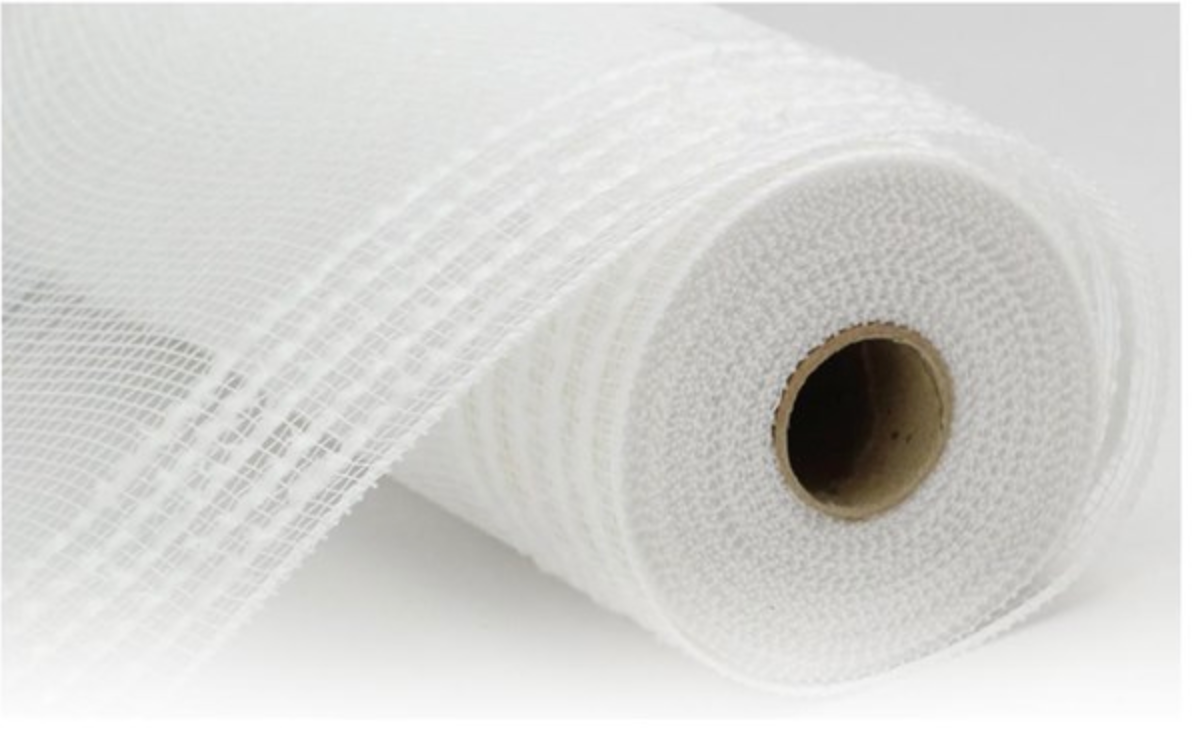 10.25" x 10yd Snowdrift/Wide Border Mesh White