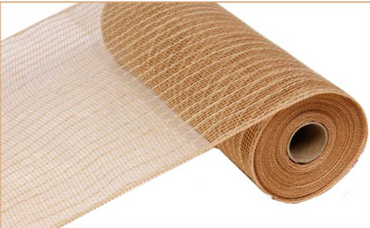 10.25" x 10yd Poly/Jute Mesh Natural - Burlap and Bling Decor