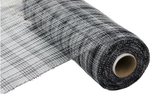 10"X10YD MULTI STRIPE MESH BLACK/WHITE/GREY - Burlap and Bling Decor