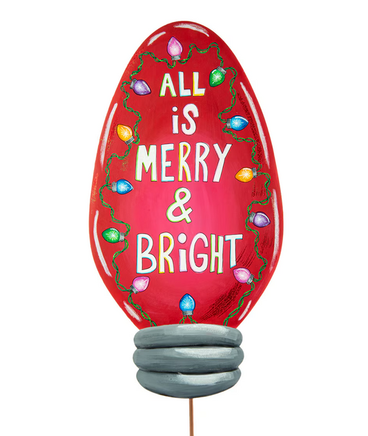 Merry & Bright Bulb Sign - Burlap and Bling Decor