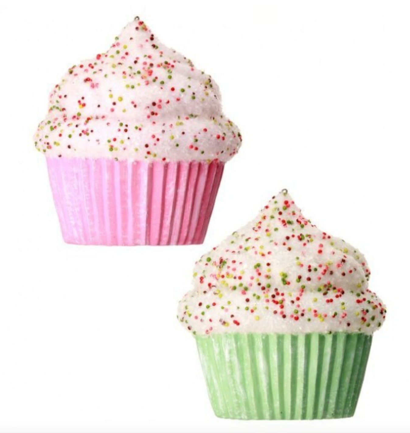 5.5" PLASTIC CUPCAKE SPRINKLES ORNAMENT Choose Mint or Pink - Burlap and Bling Decor