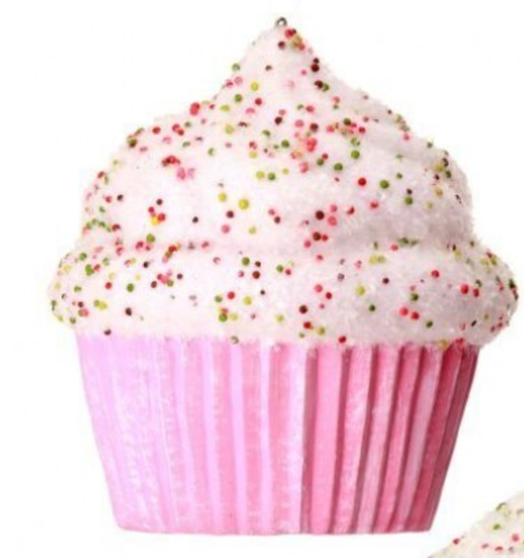 5.5" PLASTIC CUPCAKE SPRINKLES ORNAMENT Choose Mint or Pink - Burlap and Bling Decor