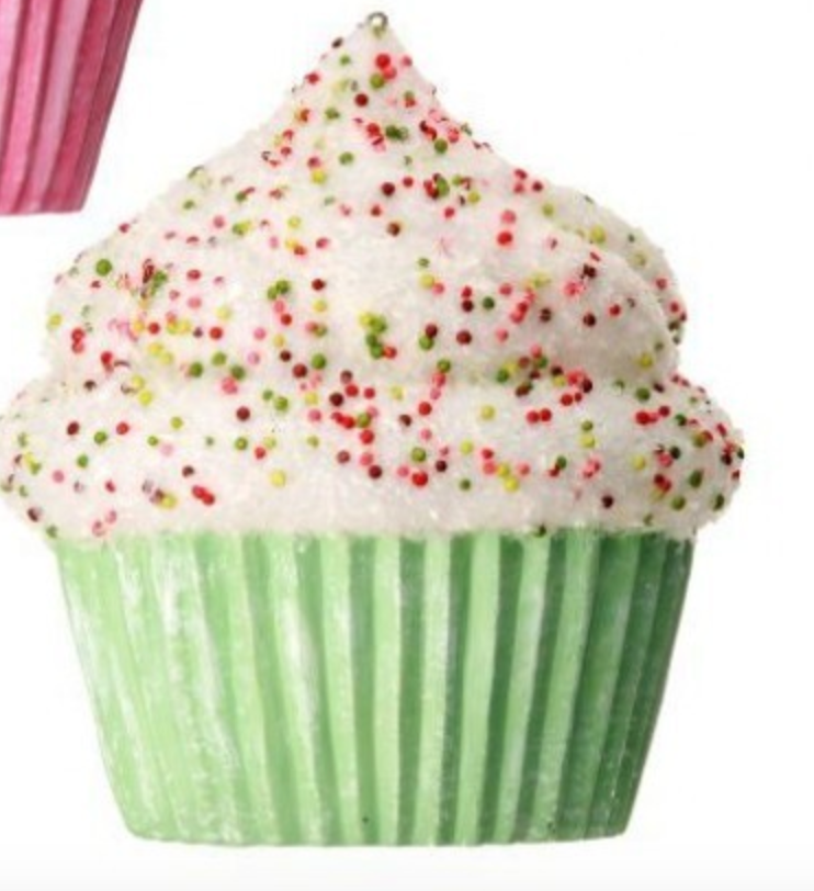 5.5" PLASTIC CUPCAKE SPRINKLES ORNAMENT Choose Mint or Pink - Burlap and Bling Decor