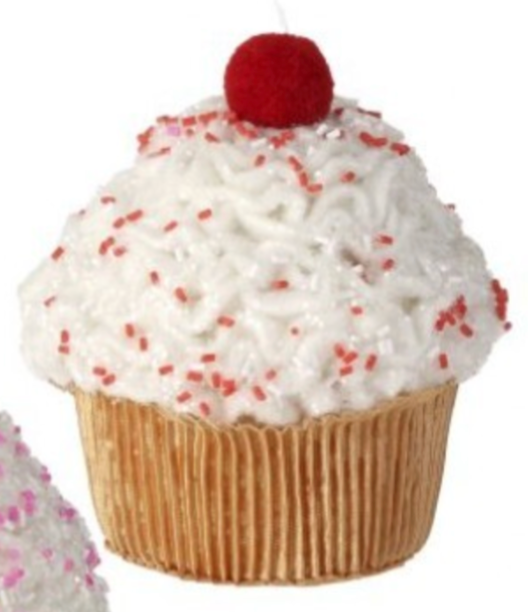 5" SWEETS CUPCAKE ORNAMENT Choose Red or Pink