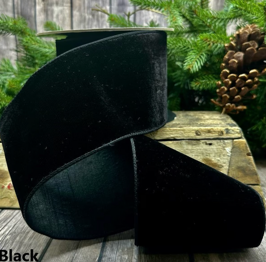 4" x 10yds VP Lush Velvet Black Ribbon