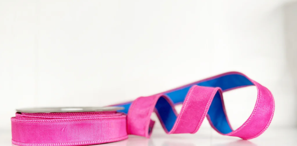 Hot Pink and Blue 1"x10Y Wired Ribbon