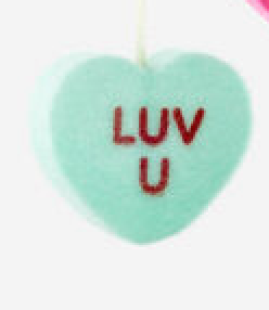 Flocked Conversation Heart, Sm, 6 Asst, Choose One 6" - Burlap and Bling Decor