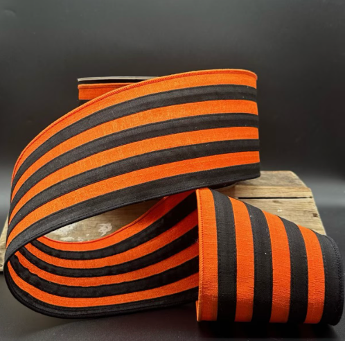 4“ x 10yds dupion stripe, orange black - Burlap and Bling Decor