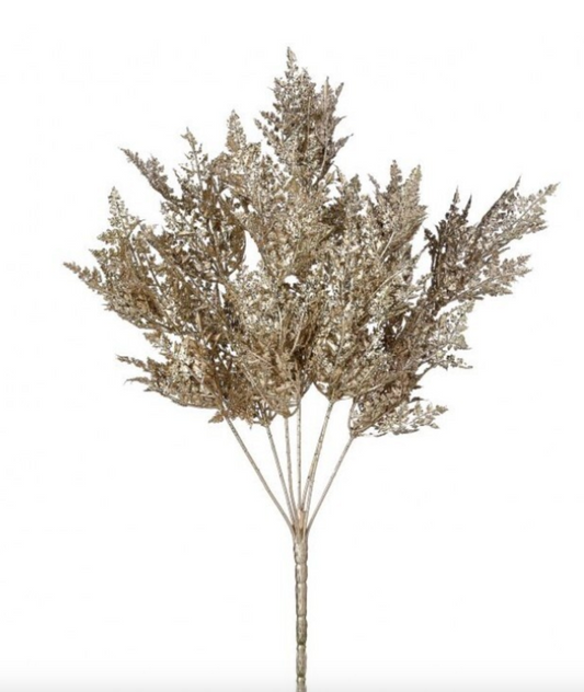 18"WINTER GLITTER FERN BUSH (PLATINUM) - Burlap and Bling Decor