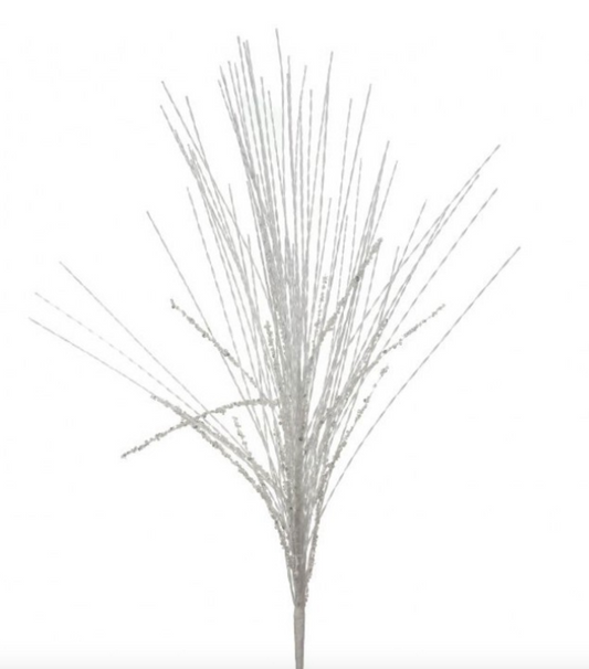 33" BEADED CURLY RAIN SPRAY WHT - Burlap and Bling Decor