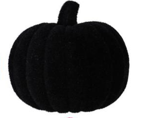 8"DIAX7.25"OAH FLOCKED PUMPKIN W/STEM  HALLOWEEN COLORS - Pick one - Burlap and Bling Decor