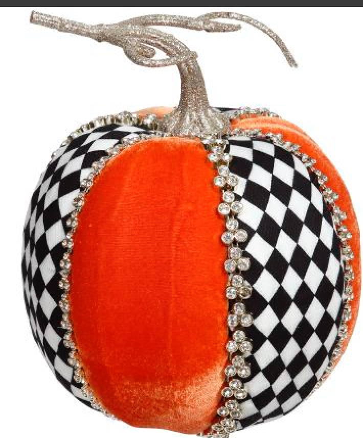 HARLEQUIN PUMPKIN Choose Small 6" or Tall 7'' - Burlap and Bling Decor