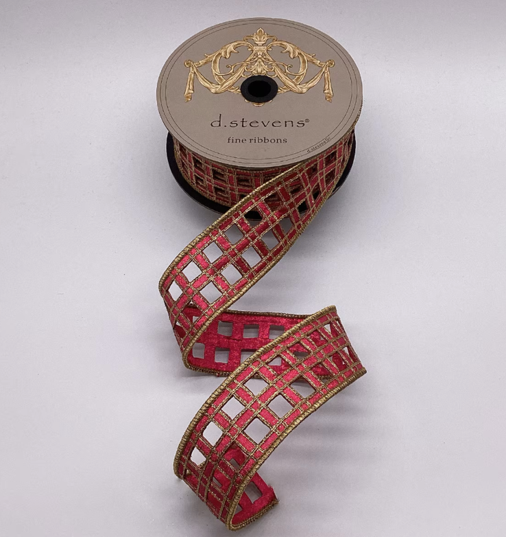 2“ x 10yds metallic dupion clairvaux window pane, hot pink - Burlap and Bling Decor