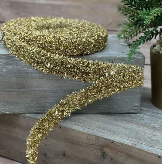 1" x 3yds tinsel garland, gold - Burlap and Bling Decor