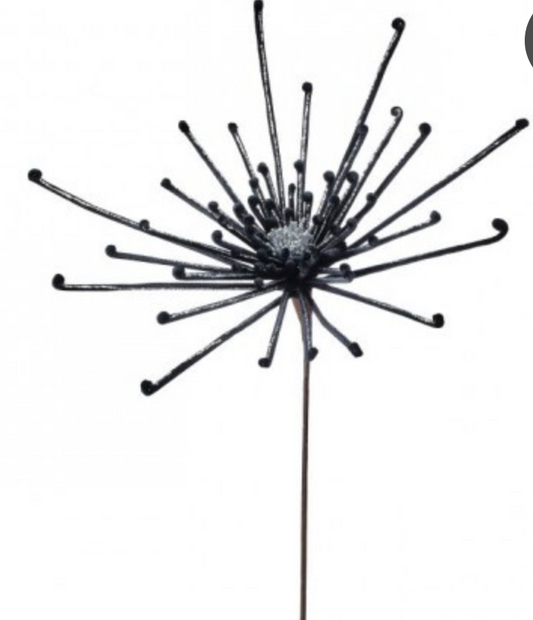 32" GLITTER SPIDER FLOWER Black/Silver - Burlap and Bling Decor