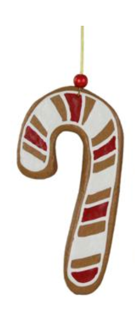 3 ASST 8"L GNGRBRD/TREE/CANDY CANE ORN BROWN/WHITE/RED choose one - Burlap and Bling Decor