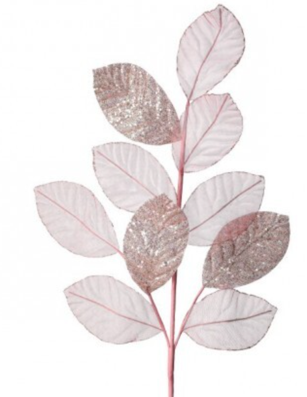 29" SHEER W/GLITTER MAGNOLIA SPRAY BLUSH - Burlap and Bling Decor
