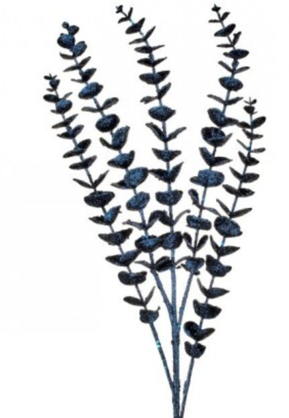 33" GLITTER EUCLYPTUS STEM BLUE - Burlap and Bling Decor
