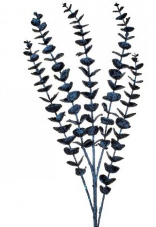 33" GLITTER EUCLYPTUS STEM BLUE - Burlap and Bling Decor